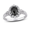 Thumbnail Image 0 of Black Diamond Engagement Ring 1 ct tw Round/Oval 14K White Gold