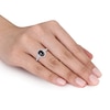 Thumbnail Image 1 of Black Diamond Engagement Ring 1 ct tw Round/Oval 14K White Gold