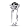 Thumbnail Image 2 of Black Diamond Engagement Ring 1 ct tw Round/Oval 14K White Gold