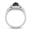 Thumbnail Image 3 of Black Diamond Engagement Ring 1 ct tw Round/Oval 14K White Gold