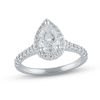 Thumbnail Image 0 of Lab-Created Diamond Engagement Ring 2 ct tw Pear-shaped/Round 14K White Gold