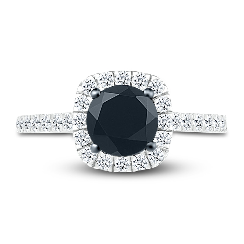 Black Diamond Engagement Ring 1-1/2 ct tw Round 10K White Gold