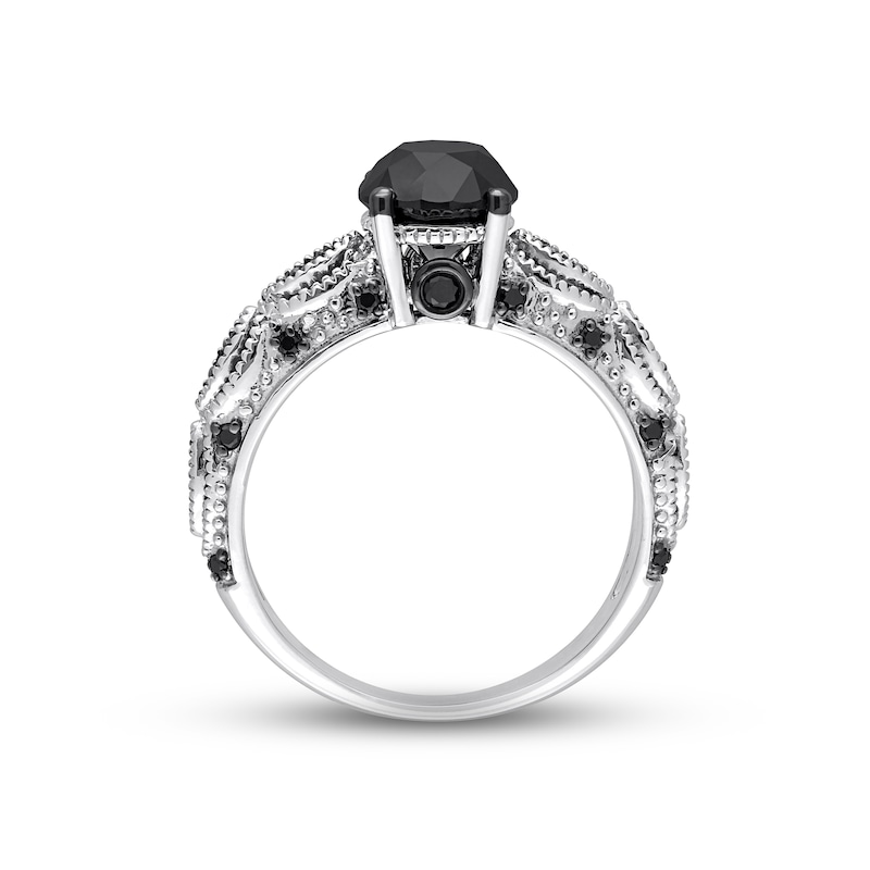 Black Diamond Engagement Ring 2 ct tw Round 10K White Gold
