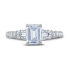 Thumbnail Image 2 of Certified Diamond Engagement Ring 1-1/2 ct tw Emerald/Round /Baguette 14K White Gold