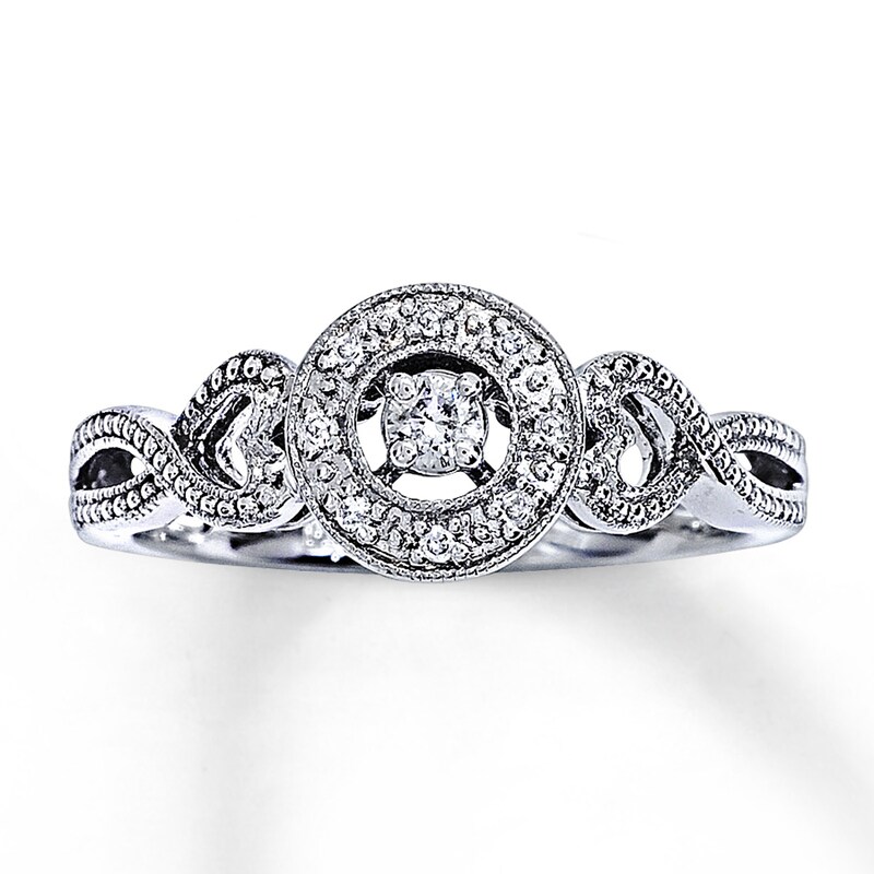 Diamond Promise Ring 1/10 ct tw Round 10K White Gold