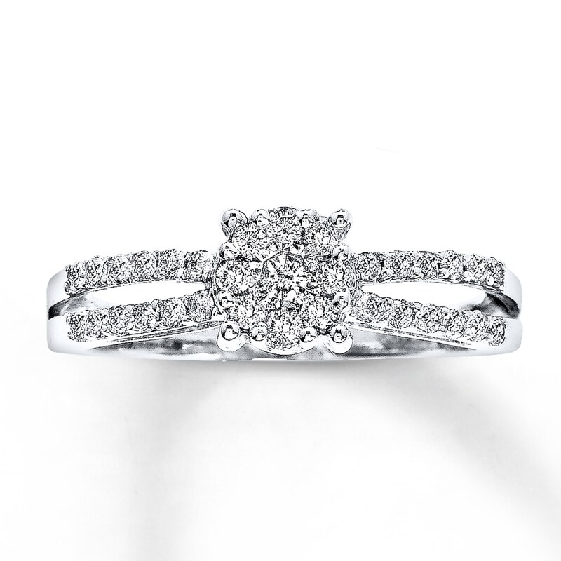 Diamond Ring 1/2 ct tw Round-cut 10K White Gold