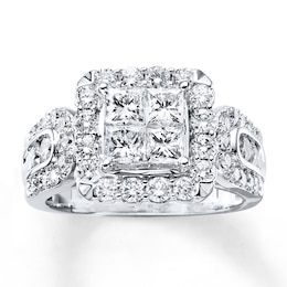 Diamond Ring 2 ct tw Princess/Round 14K White Gold