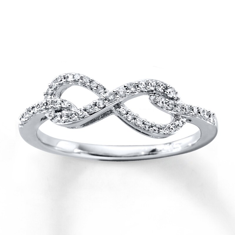 Diamond Infinity Ring 1/5 ct tw Round-cut 10K White Gold