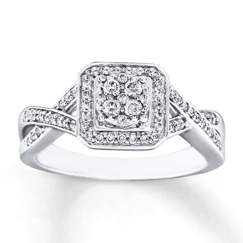 Round Diamond Ring 1/3 ct tw 10K White Gold