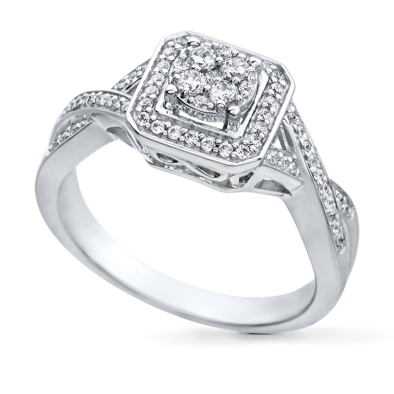 Round Diamond Ring 1/3 ct tw 10K White Gold