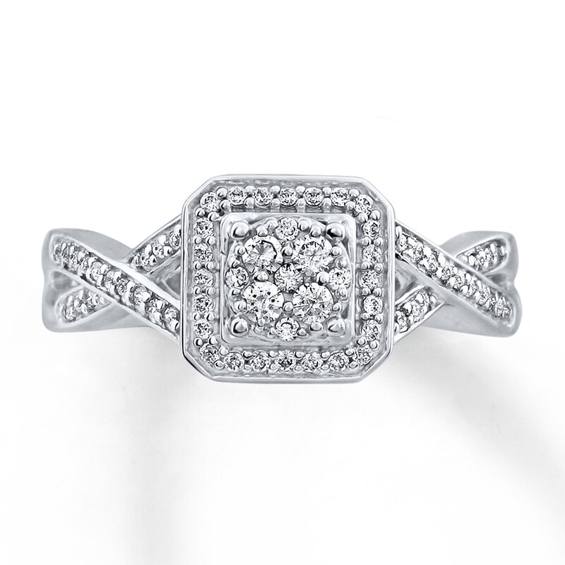 Round Diamond Ring 1/3 ct tw 10K White Gold