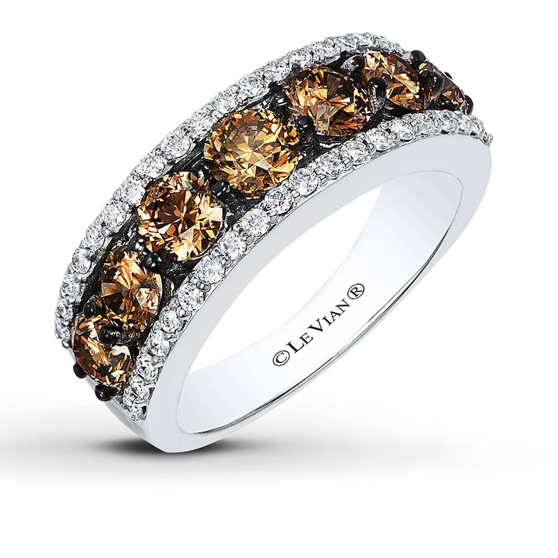 Main Image 1 of Le Vian Chocolate Diamond Ring 2 ct tw Round 14K Vanilla Gold