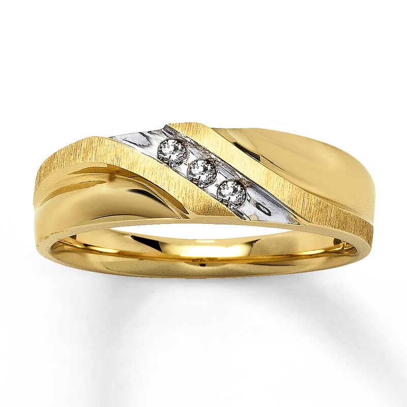 Men's Diamond Band 1/10 ct tw Round-Cut 10K Yellow Gold