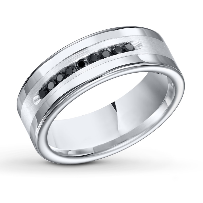 8mm Wedding Band 1/4 ct tw Black Diamond Tungsten Carbide | Jared