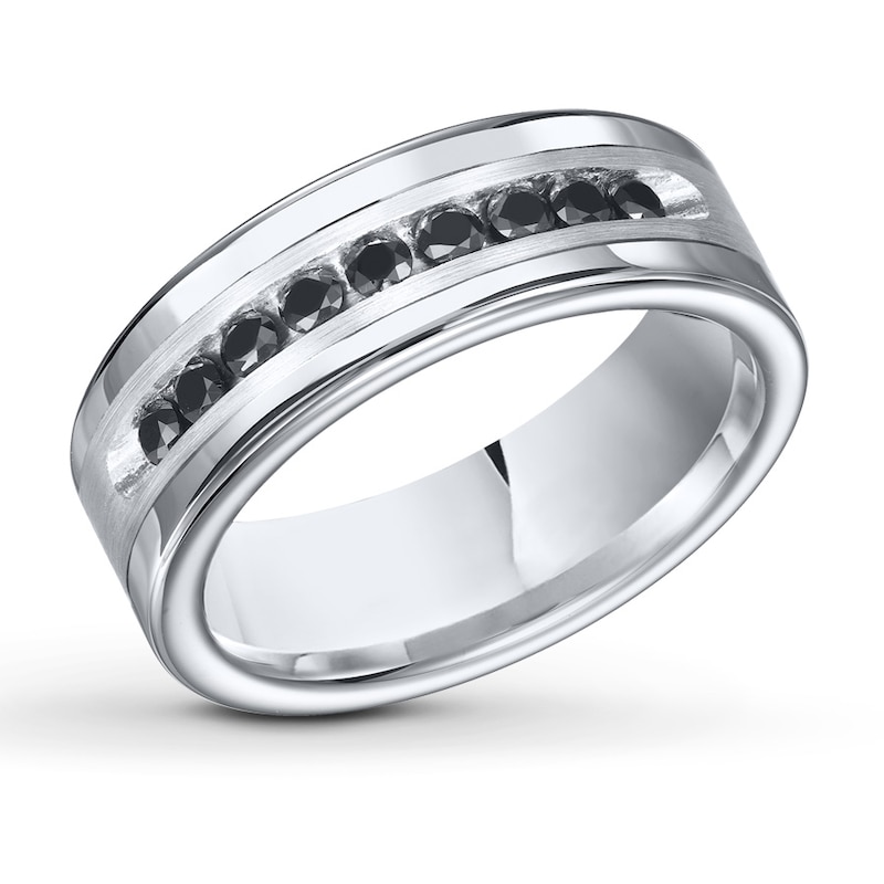 Main Image 1 of 8mm Wedding Band 1/2 ct tw Black Diamond Tungsten Carbide