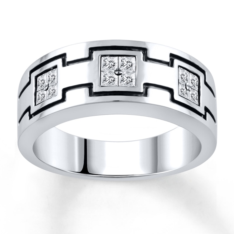 Main Image 1 of Men's Diamond Band 3/4 ct tw Square-cut 14K White Gold
