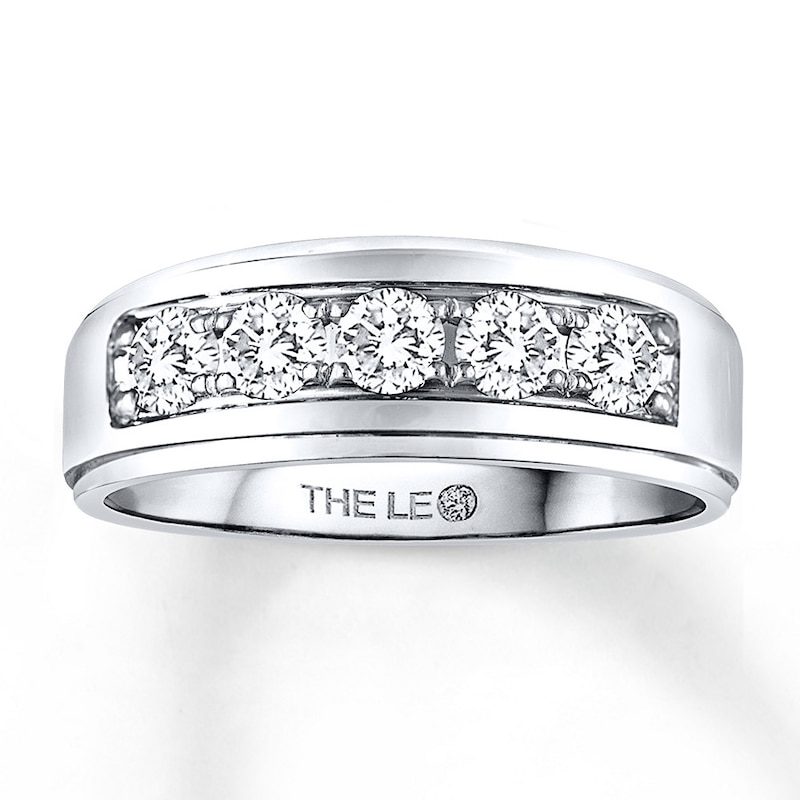 Leo Diamond Men's Band 1 ct tw Round-cut 14K White Gold