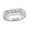 Thumbnail Image 1 of Men's Leo Diamond Wedding Band 1/2 ct tw Round 14K White Gold