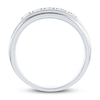 Thumbnail Image 2 of Men's Leo Diamond Wedding Band 1/2 ct tw Round 14K White Gold