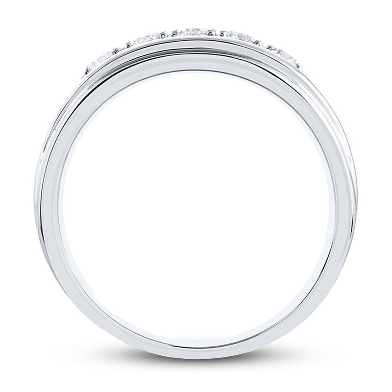 Main Image 2 of Men's Leo Diamond Wedding Band 1/2 ct tw Round 14K White Gold