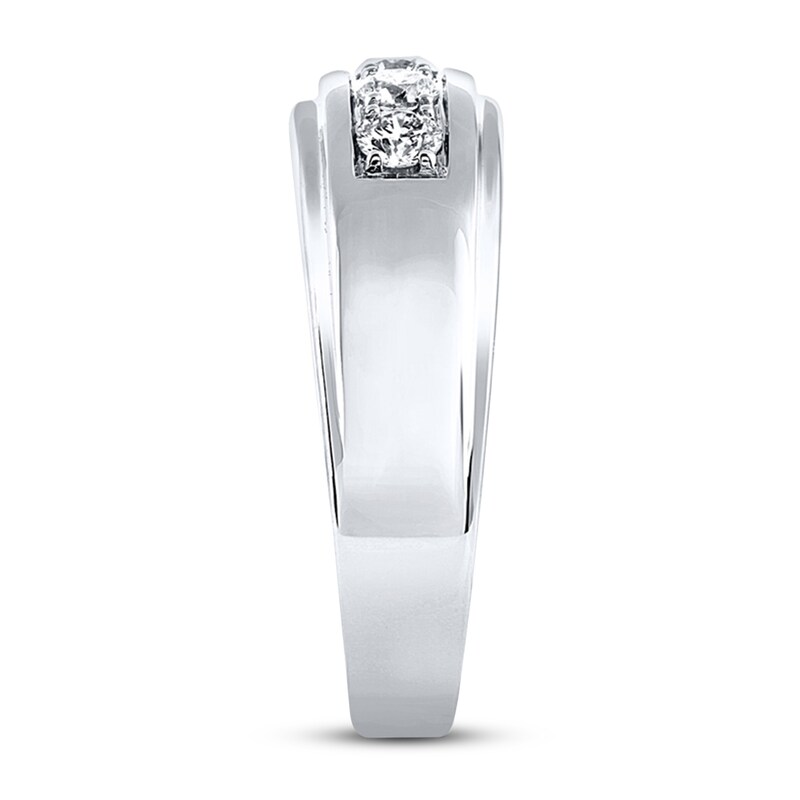 Main Image 3 of Men's Leo Diamond Wedding Band 1/2 ct tw Round 14K White Gold