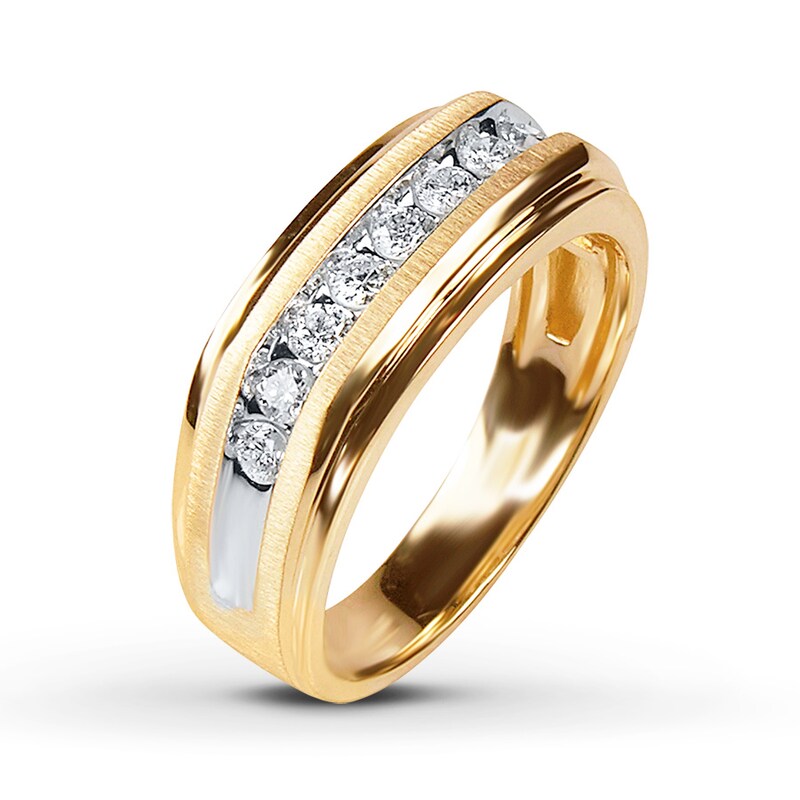 Main Image 2 of Men's Diamond Band 1/2 ct tw Round-cut 10K Yellow Gold