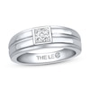 Thumbnail Image 1 of Men's Leo Diamond Wedding Band 1/4 ct tw Round 14K White Gold