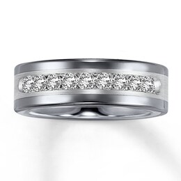 8mm Wedding Band 1 ct tw Diamonds Tungsten Carbide/Sterling Silver