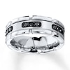 Thumbnail Image 1 of 8mm Triton Wedding Band 1/3 ct tw Black Diamonds White Tungsten