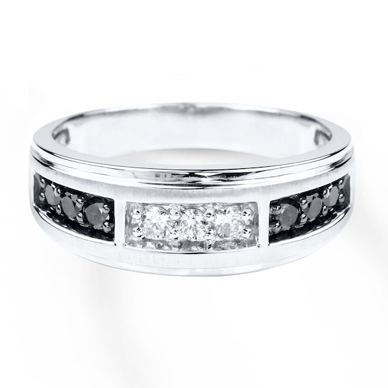 Men's Diamond Band 1/2 ct tw Black & White 10K White Gold | Jared