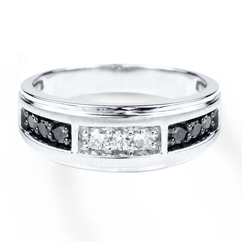 Men's Diamond Band 1/2 ct tw Black & White 10K White Gold