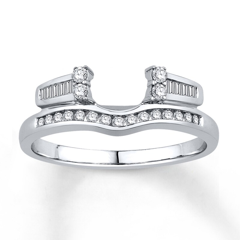 Diamond Enhancer Ring 1/4 ct tw Baguette/Round 14K White Gold