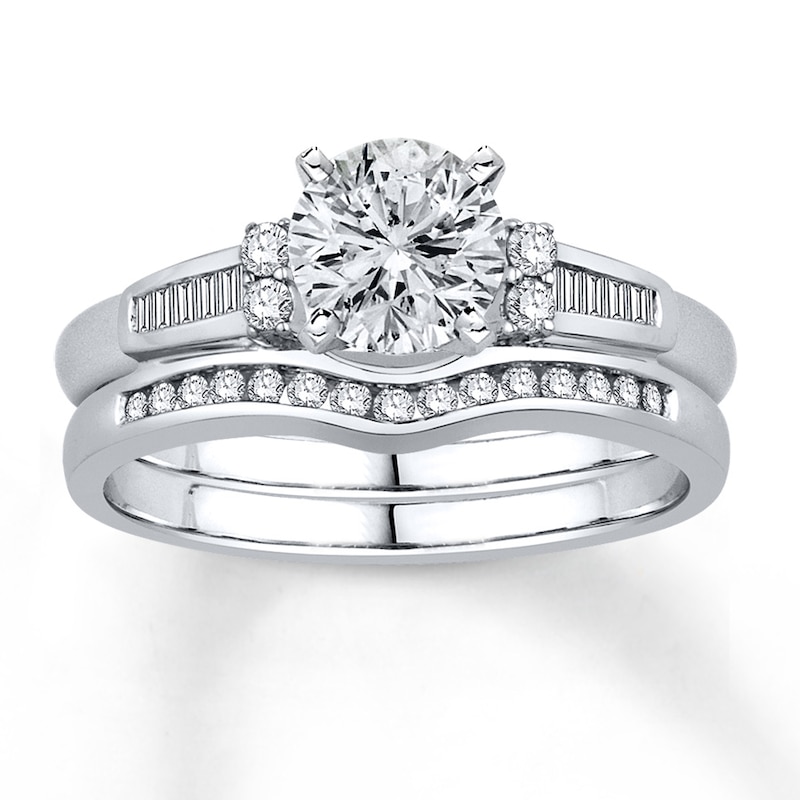 Diamond Enhancer Ring 1/4 ct tw Baguette/Round 14K White Gold