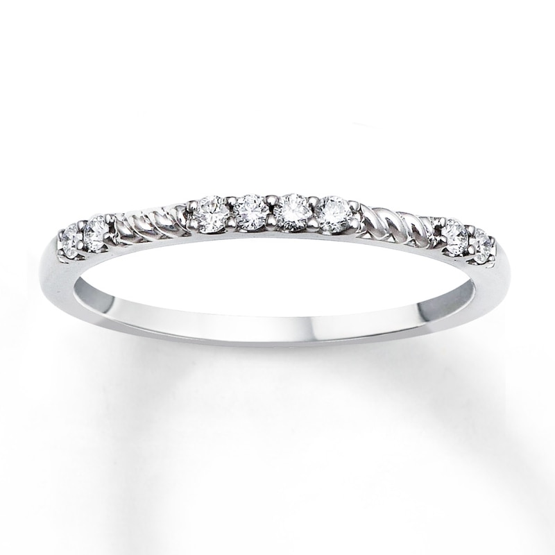 Stackable Ring 1/10 ct tw Diamonds 10K White Gold