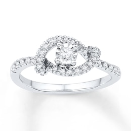 Promise Ring 1/4 ct tw Diamonds 10K White Gold