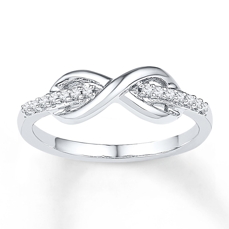 Main Image 1 of Infinity Midi Ring 1/15 ct tw Diamonds Sterling Silver