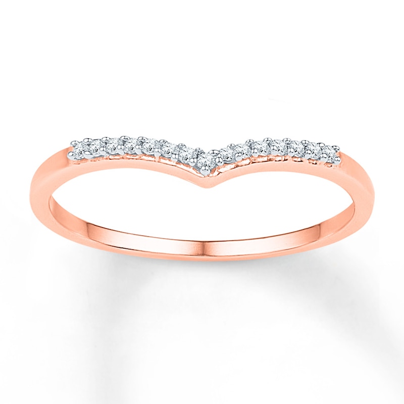 Diamond Chevron Ring 1/15 ct tw Round 10K Rose Gold