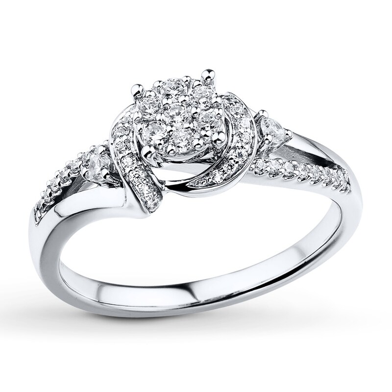 Diamond Promise Ring 1/3 ct tw Round 10K White Gold