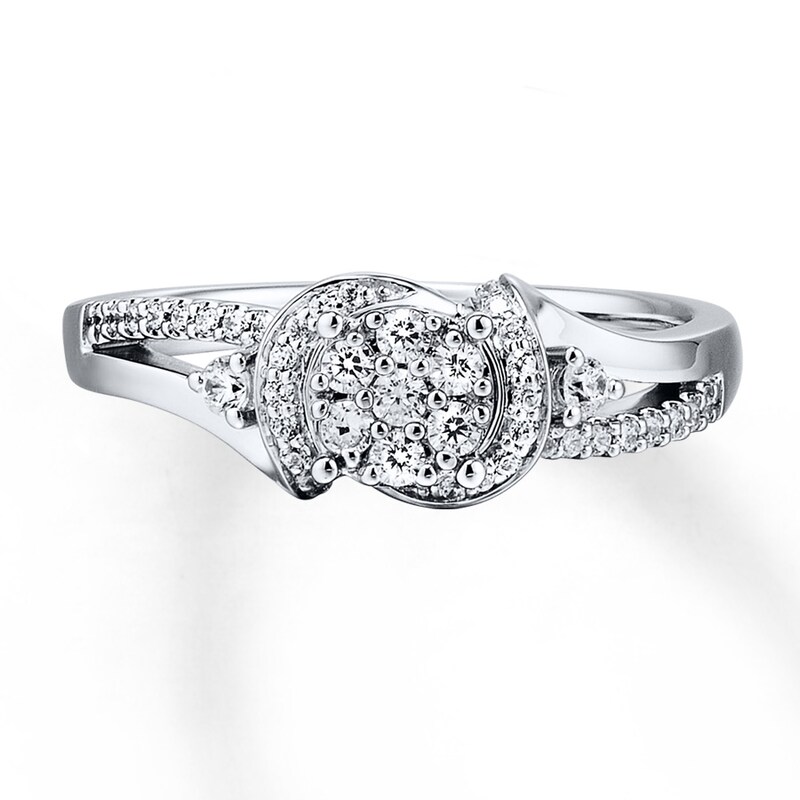 Diamond Promise Ring 1/3 ct tw Round 10K White Gold