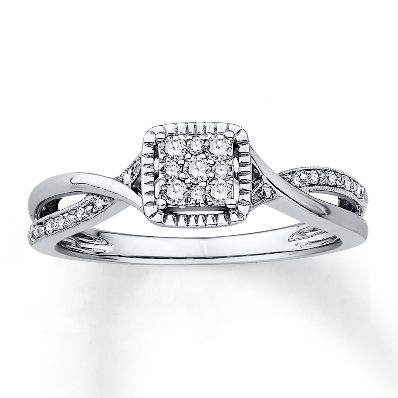 Diamond Promise Ring 1/6 ct tw Round 10K White Gold