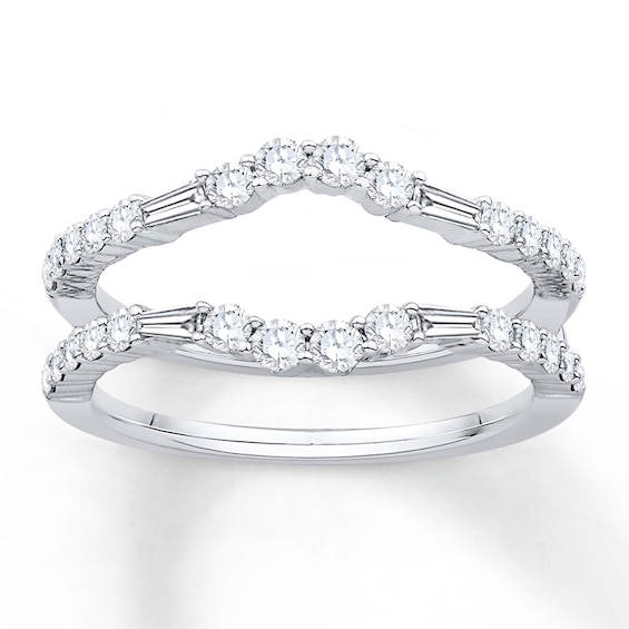 Diamond Enhancer Ring 3/4 ct tw Round/Baguette 14K White Gold | Jared