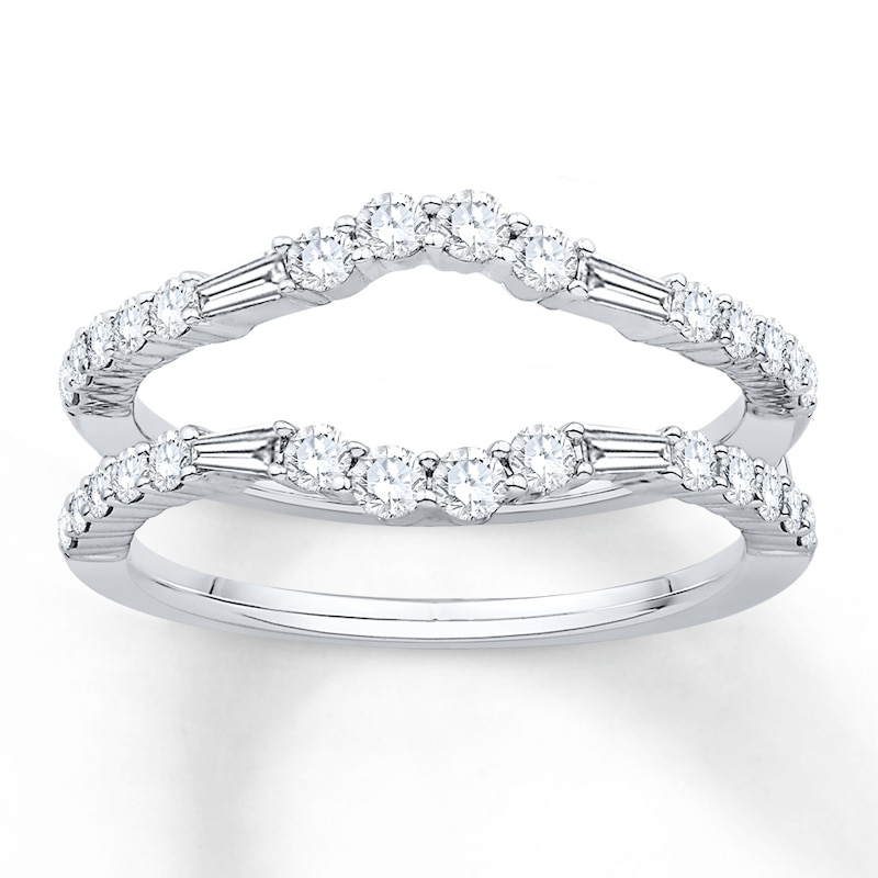 Main Image 1 of Diamond Enhancer Ring 3/4 ct tw Round/Baguette 14K White Gold