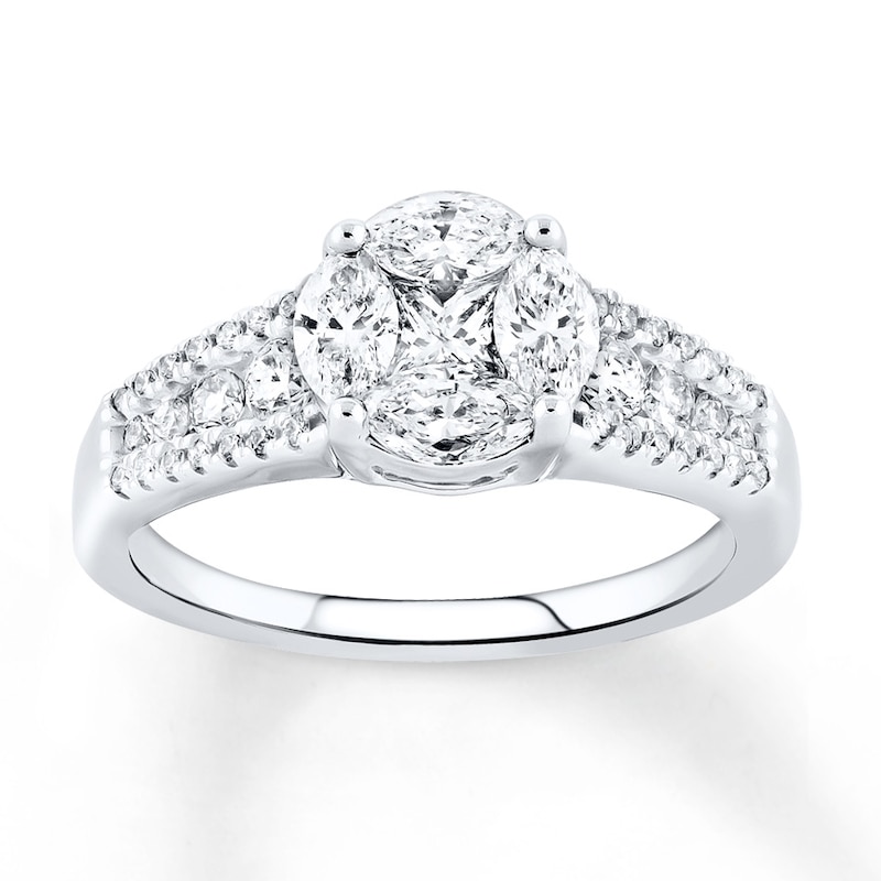 Main Image 1 of Diamond Ring 1-1/4 ct tw Princess-cut 14K White Gold
