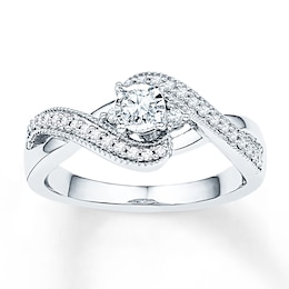Diamond Promise Ring 1/4 ct tw Round 10K White Gold