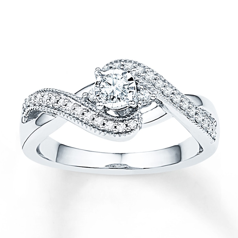 Main Image 1 of Diamond Promise Ring 1/4 ct tw Round 10K White Gold