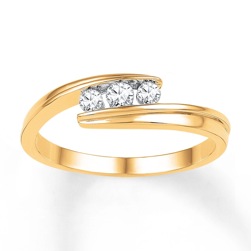 3-Stone Diamond Ring 1/4 ct tw Round-cut 10K Yellow Gold