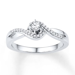 Diamond Promise Ring 1/5 ct tw Round 10K White Gold