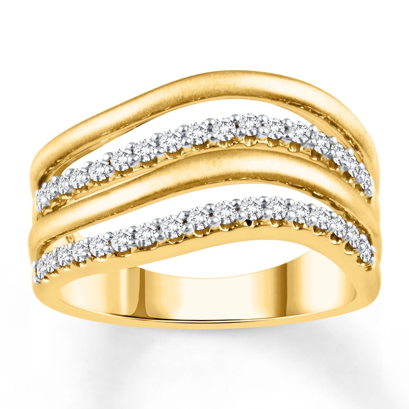 Diamond Wave Ring 3/8 ct tw Round-cut 10K Yellow Gold