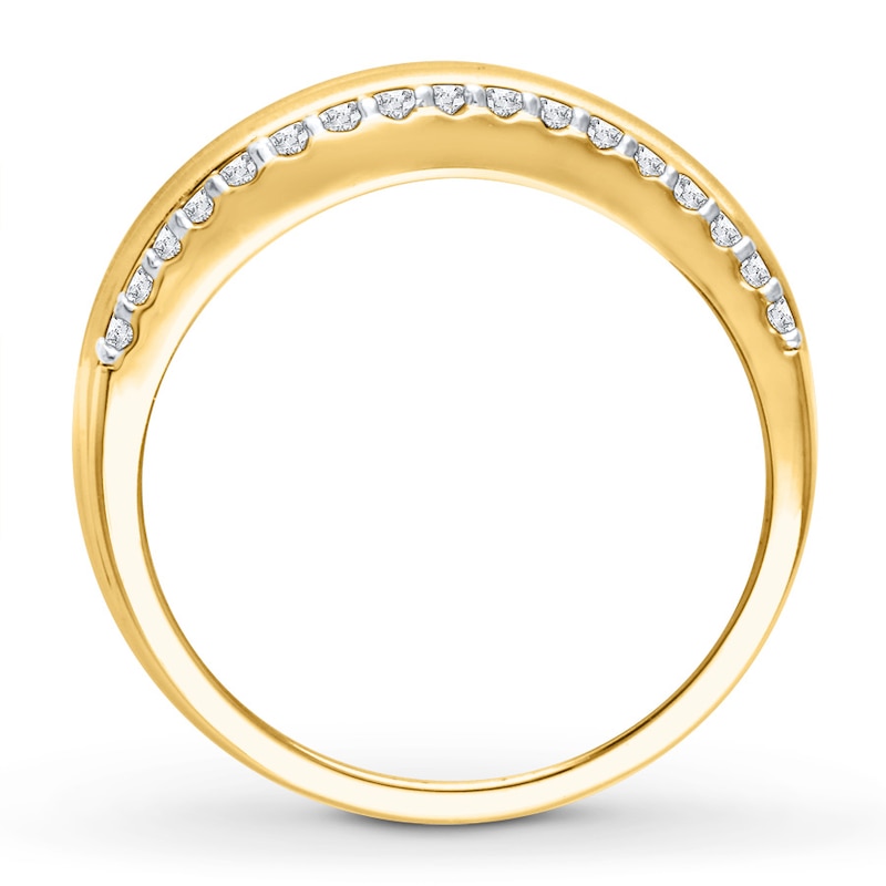 Diamond Wave Ring 3/8 ct tw Round-cut 10K Yellow Gold