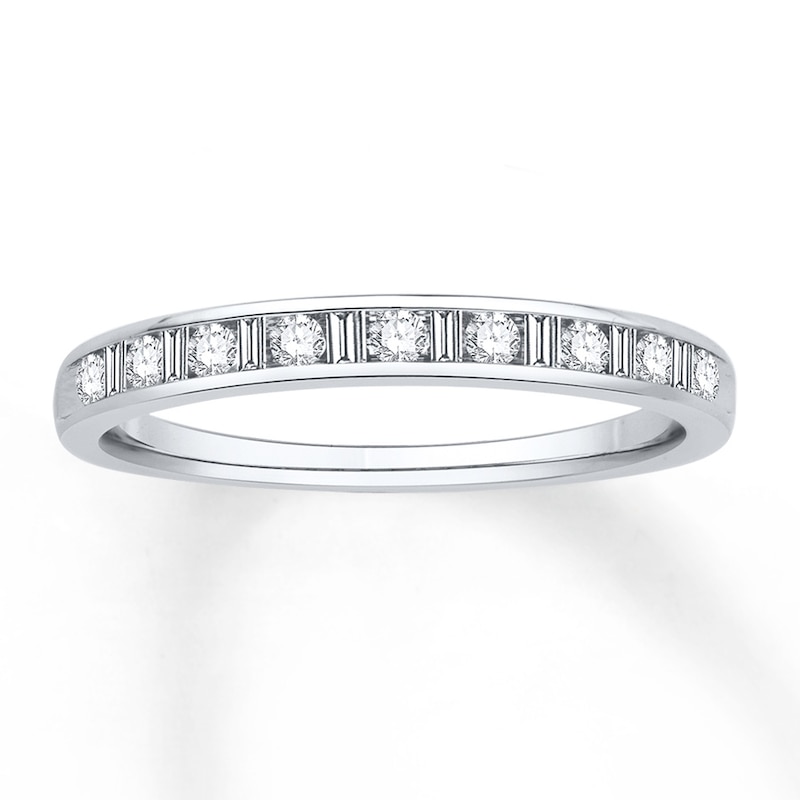 Diamond Anniversary Band 1/4 ct tw Round/Baguette 14K White Gold with 360